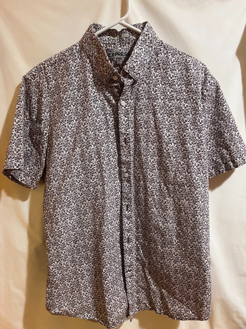 Express FITTED Button Up Shirt Top Men Size Large 16-16.5 Multicolor Floral Used